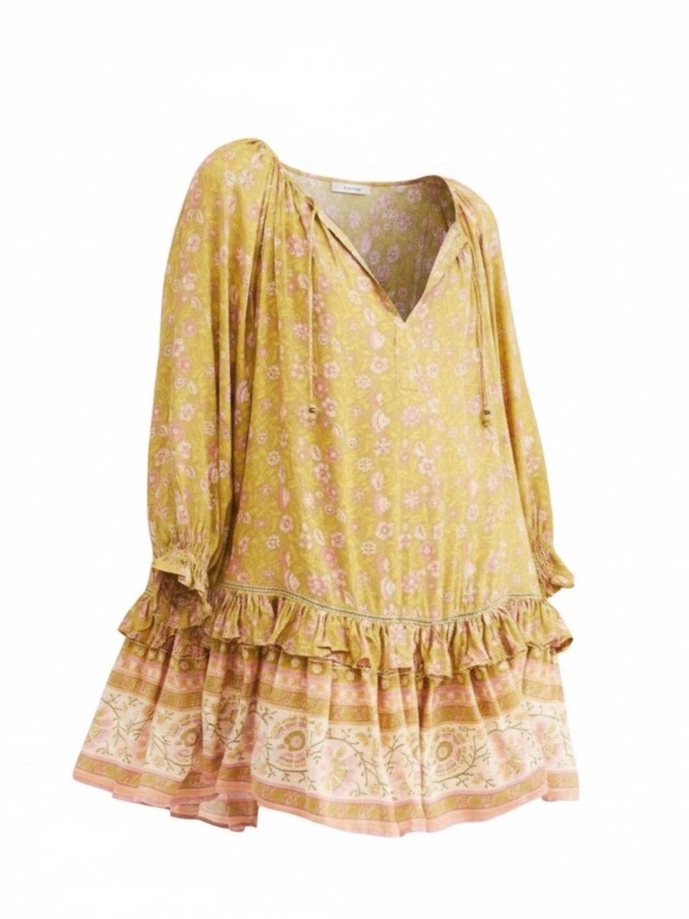 Spell & The Gypsy Dahlia Oversized Floral Tunic Mini Dress Green Multi